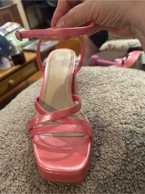 BP Shimmery Coral-Pink Strappy Platform Sandal